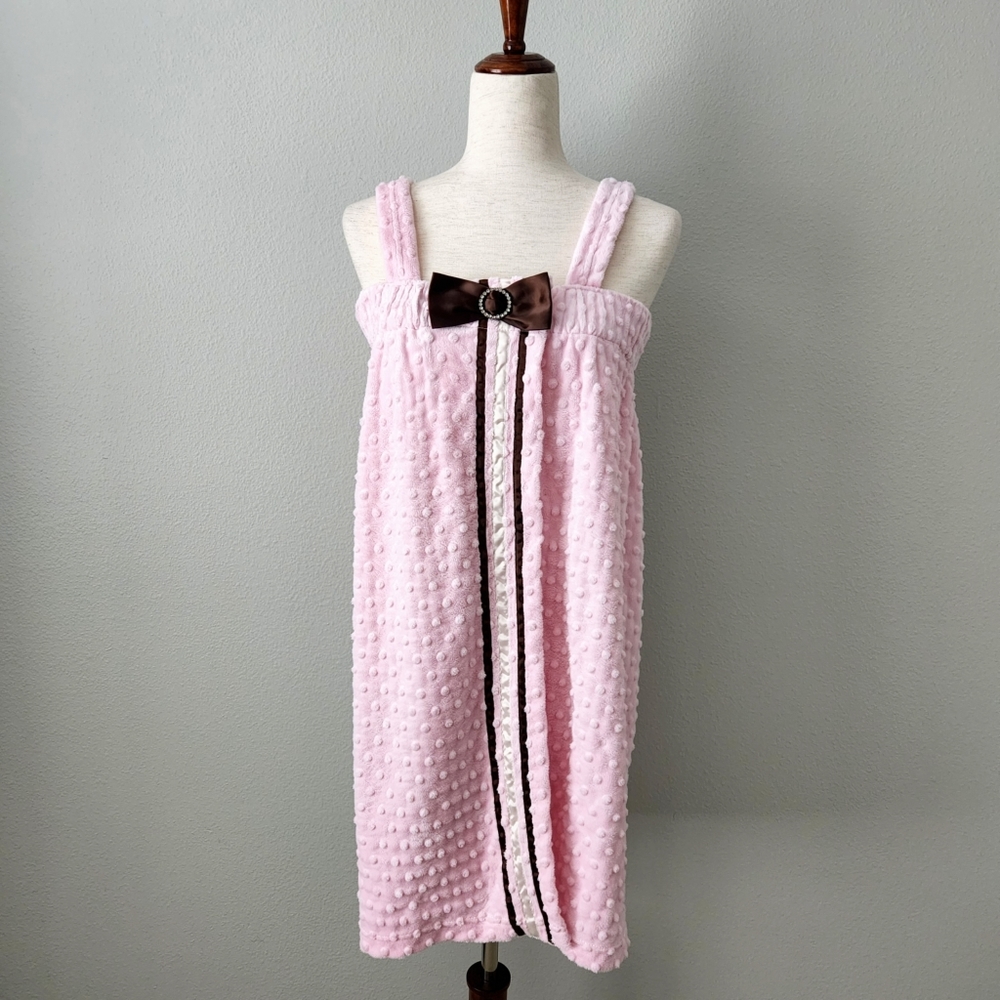 Will's River Co. Pink Cozy After Bath Wrap With Bow, Small / Medium - Picture 16 of 16
